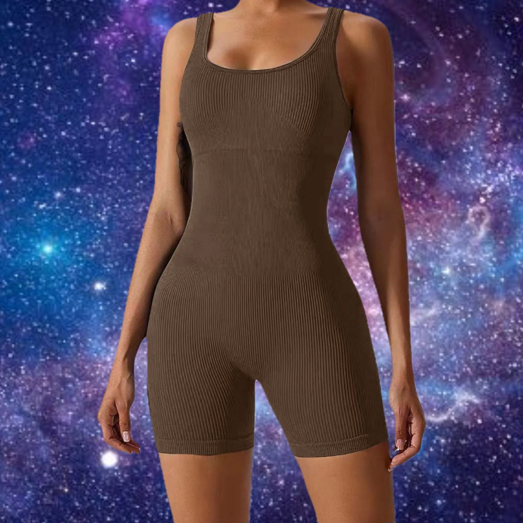 Never Stop Woman's Gym Wear - Short Back Print Jumpsuits