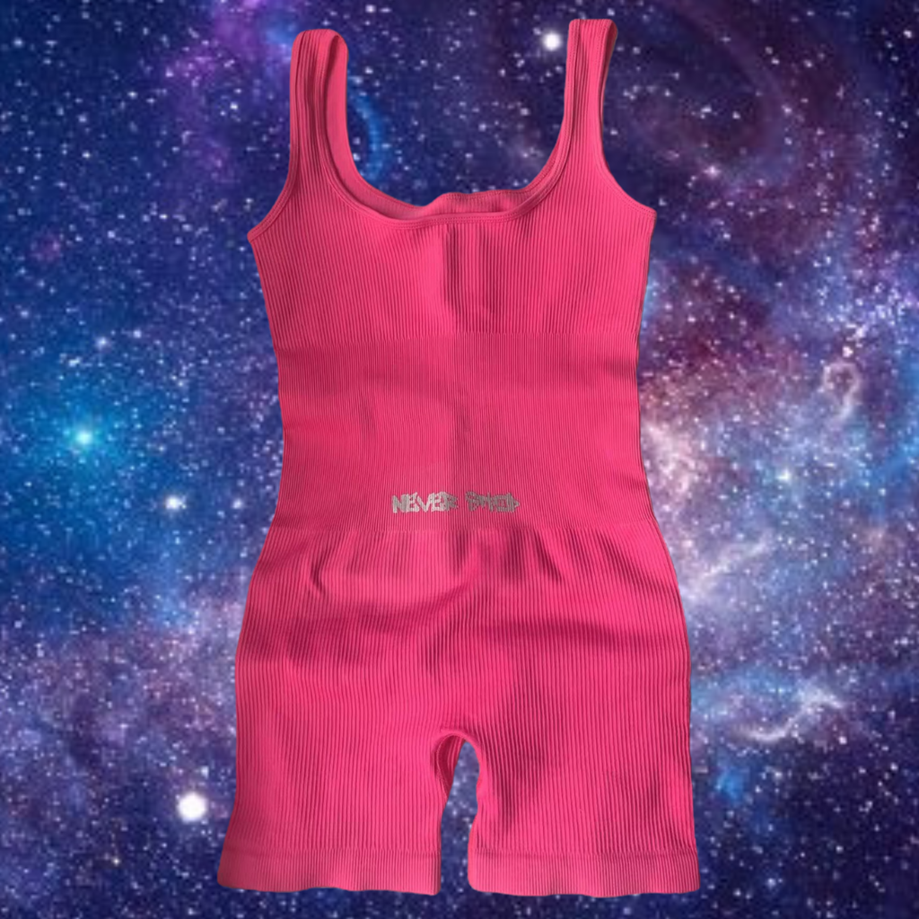 Never Stop Woman's Gym Wear - Short Back Print Jumpsuits