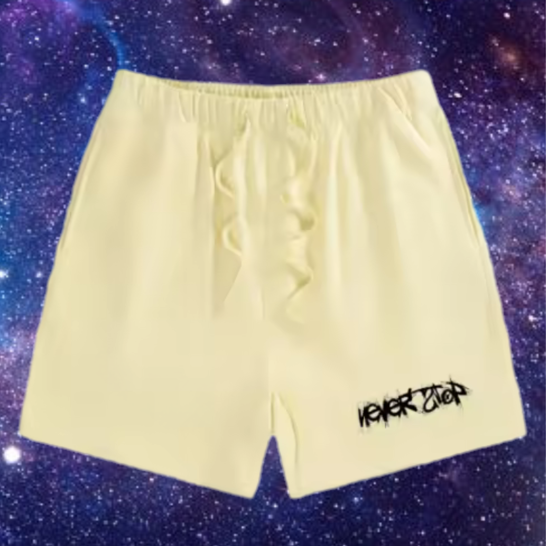 Never Stop Cream Yellow Shorts
