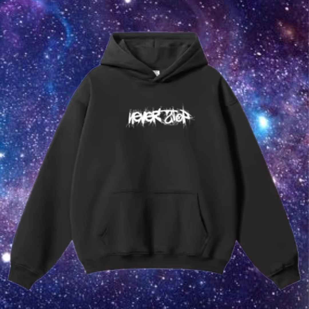 Never stop Black Hoodie